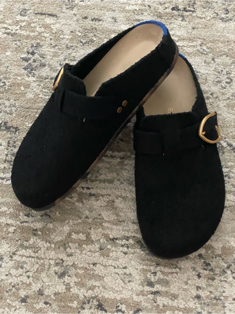 Rothy’s Boucle Clogs Big Buckle Mule Black Retired Style Gold Size 8 - Picture 7 of 7